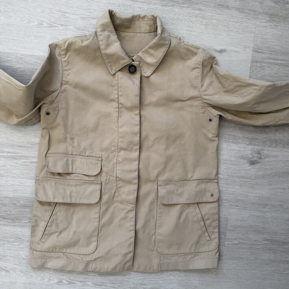 Lacoste Chore Jacket VINTAGE Women's (FR 40) 8 US RARE TONAL LOGO Coat Beige EUC - Picture 7 of 16